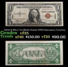 1935A $1 Silver Certificate Hawaii WWII Emergency Currency Grades vf++