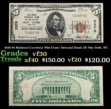 1929 $5 National Currency The Chase National Bank OF Ney York, NY Grades vf++