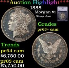 $ Proof ***Auction Highlight*** 1888 Morgan Dollar 1 Graded pr63+ cam By SEGS (fc)