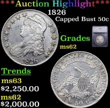 ***Auction Highlight*** 1826 Capped Bust Half Dollar 50c Graded ms62 By SEGS (fc)