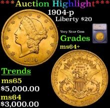 $ ***Auction Highlight*** 1904-p Gold Liberty Double Eagle 20 Graded ms64+ BY SEGS (fc)
