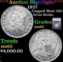 ***Auction Highlight*** 1827 Capped Bust Half Dollar 50c Graded ms63 By SEGS (fc)