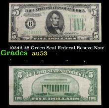 1934A $5 Green Seal Federal Reseve Note Grades Select AU