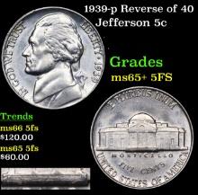 1939-p Reverse of 40 Jefferson Nickel 5c Grades GEM+ 5fs