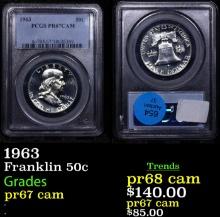 $ Proof PCGS 1963 Franklin Half Dollar 50c Graded pr67 cam By PCGS