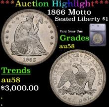 $ ***Auction Highlight*** 1866 Motto Seated Liberty Dollar 1 Graded au58 BY SEGS (fc)