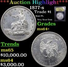 ***Auction Highlight*** 1877-s Trade Dollar $1 Graded Choice+ Unc BY USCG (fc)