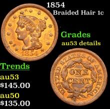 1854 Braided Hair Large Cent 1c Grades AU Details