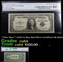 **Star Note** 1935G $1 Blue Seal Silver Certificate No Motto Graded cu64 By CGA