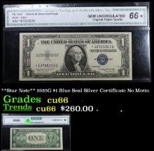**Star Note** 1935G $1 Blue Seal Silver Certificate No Motto Graded cu66 By CGA