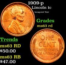 1909-p Lincoln Cent 1c Grades Select Unc RD