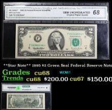 **Star Note** 1995 $2 Green Seal Federal Reserve Note Graded cu68 By CGA