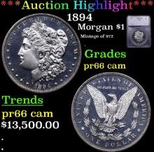 $ Proof ***Auction Highlight*** 1894 Morgan Dollar 1 Graded pr66 cam BY SEGS (fc)