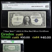 **Star Note** 1957A $1 Blue Seal Silver Certificate Graded cu65 By CGA