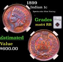 $ ***Auction Highlight*** NGC 1899 Indian Cent Toned 1c Graded ms64 rb BY NGC (fc)