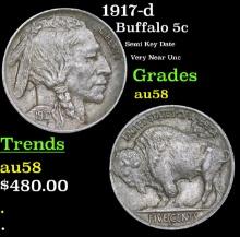 $ 1917-d Buffalo Nickel 5c Grades Choice AU/BU Slider