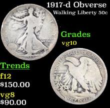 1917-d Obverse Walking Liberty Half Dollar 50c Grades vg+