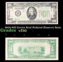 1934 $20 Green Seal Federal Reseve Note Grades vf++