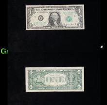 1969D $1 Green Seal Federal Reserve Note Grades vf+