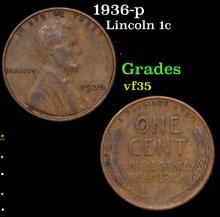 1936-p Lincoln Cent 1c Grades vf++