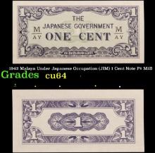 1942 Malaya Under Japanese Occupation (JIM) 1 Cent Note P# M1B Grades Choice CU