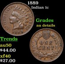 1889 Indian Cent 1c Grades AU Details