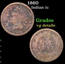 1860 Indian Cent 1c Grades vg details