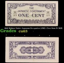1942 Malaya Under Japanese Occupation (JIM) 1 Cent Note P# M1B Grades Select CU