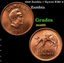 1969 Zambia 1 Ngwee KM# 9 Grades GEM+ Unc