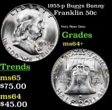 1955-p Buggs Bunny Franklin Half Dollar 50c Grades Choice+ Unc