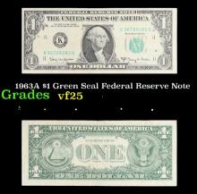 1963A $1 Green Seal Federal Reserve Note Grades vf+