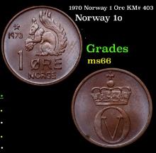 1970 Norway 1 Ore KM# 403 Grades GEM+ Unc