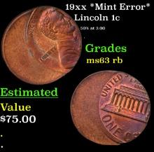 19xx Lincoln Cent *Mint Error* 1c Grades Select Unc RB