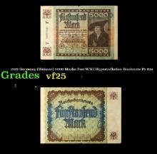 1922 Germany (Weimar) 5000 Marks Post-WWI Hyperinflation Banknote P# 81a Grades vf+