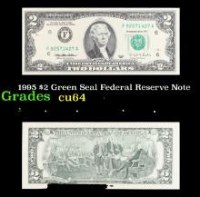 1995 $2 Green Seal Federal Reserve Note Grades Choice CU