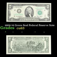 2009 $2 Green Seal Federal Reserve Note Grades Select CU