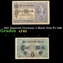 1917 Imperial Germany 5 Mark Note P# 56B Grades xf