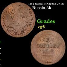 1852 Russia 3 Kopeks C# 151 Grades vg, very good