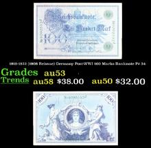 1918-1922 (1908 Reissue) Germany Post-WWI 100 Marks Banknote P# 34 Grades Select AU