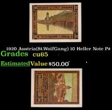 1920 Austria(St.WolfGang) 10 Heller Note P# Grades Gem CU