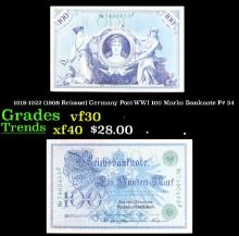 1918-1922 (1908 Reissue) Germany Post-WWI 100 Marks Banknote P# 34 Grades vf++
