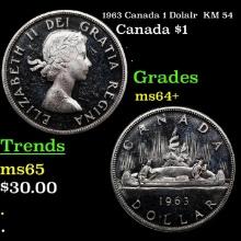 1963 Canada 1 Dolalr  KM 54 Grades Choice+ Unc