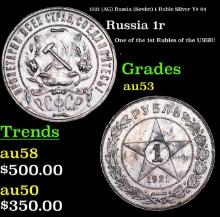 1921 (AG) Russia (Soviet) 1 Ruble Silver Y# 84 Grades Select AU