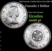 1964 Canada 1 Dollar Silver Coin KM: 58 Grades GEM Unc PL