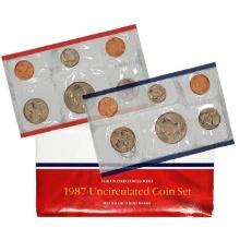 1987 United States Mint Set in Original Government Packaging, 10 Coins Inside!