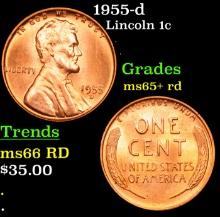 1955-d Lincoln Cent 1c Grades Gem+ Unc RD