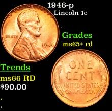 1946-p Lincoln Cent 1c Grades Gem+ Unc RD