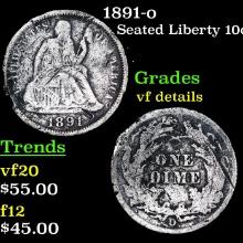 1891-o Seated Liberty Dime 10c Grades vf details