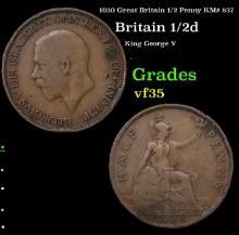 1930 Great Britain 1/2 Penny KM# 837 Grades vf++