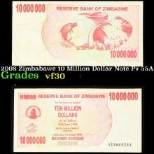 2008 Zimbabawe 10 Million Dollar Note P# 55A Grades vf++